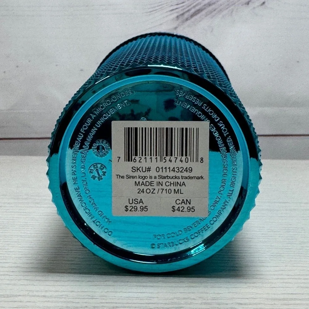 NWT / Starbucks Teal/Turquiose Studded Tumbler with Straw‎ / Sku0074